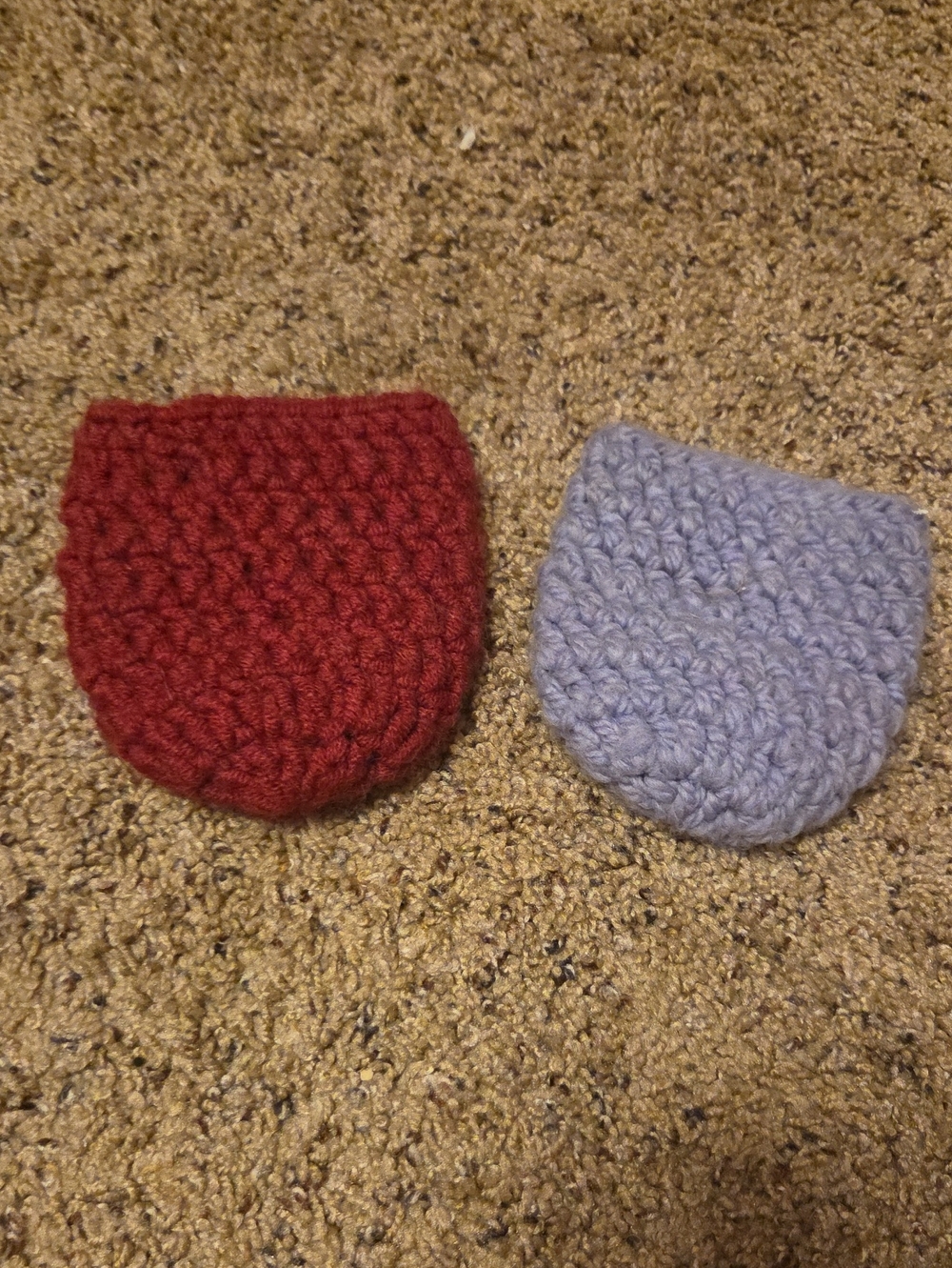 Handmade Crochet Can/Coffee Cup Coozies - Red and Light Purple